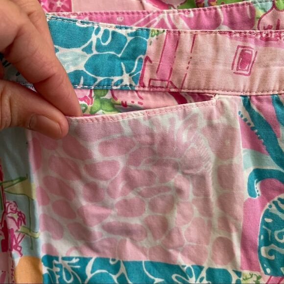 LILLY‎ PULITZER WHITE LABEL VINTAGE CAPRIS PANTS, HYACINTH TROPICAL PRINT SZ 6 - Picture 6 of 10